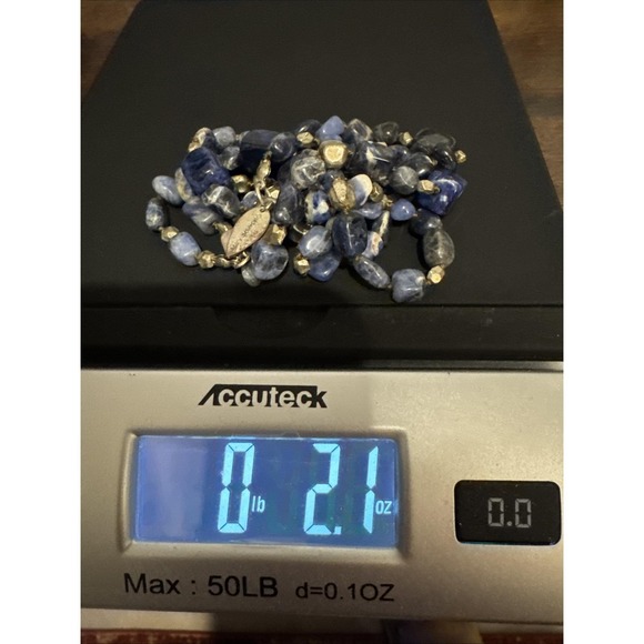 VTG Coldwater Creek Knotted Cord Lapis Sodalite Blue Stone Bead Necklace 36" - Picture 9 of 9